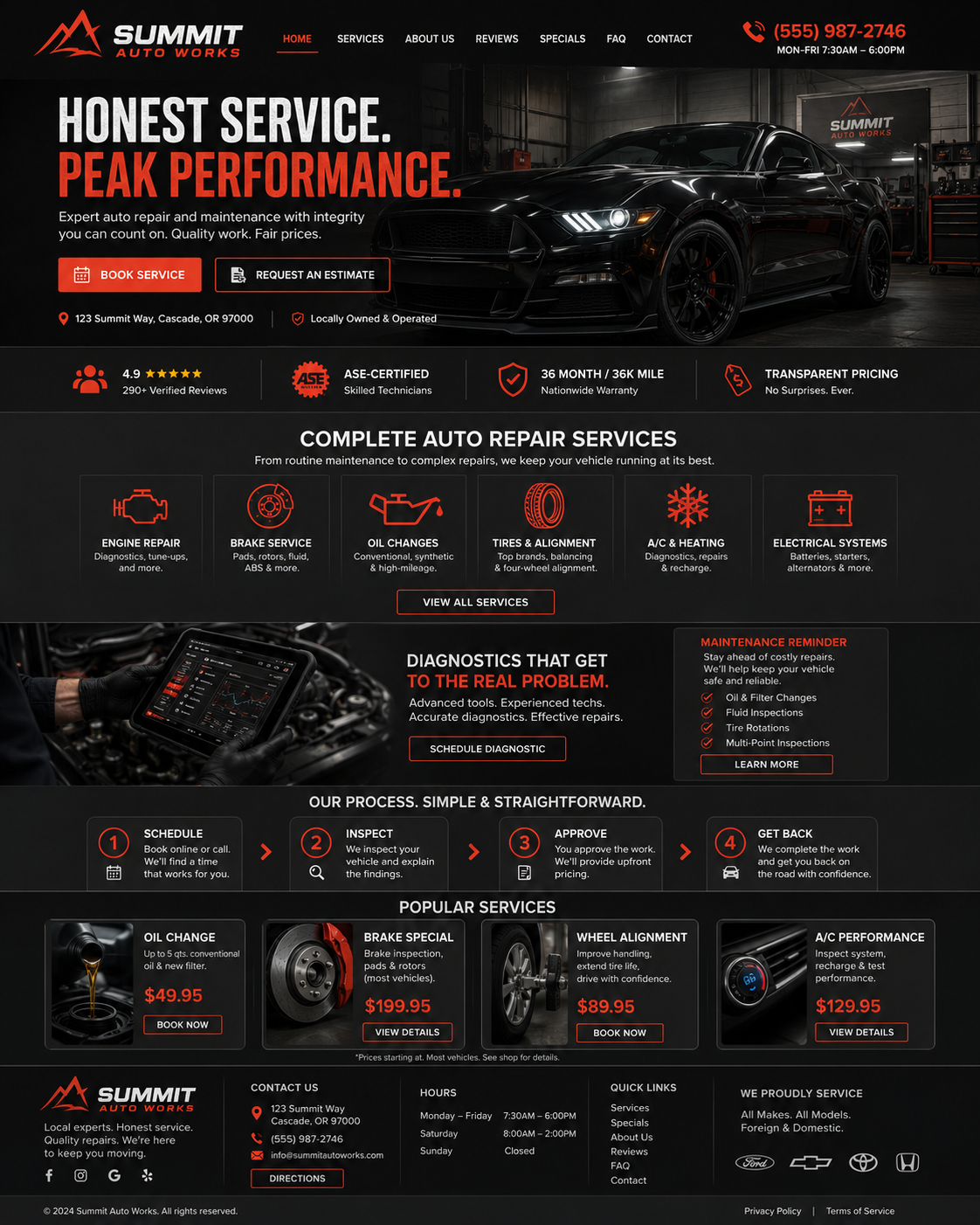 Auto repair and local service website concept preview